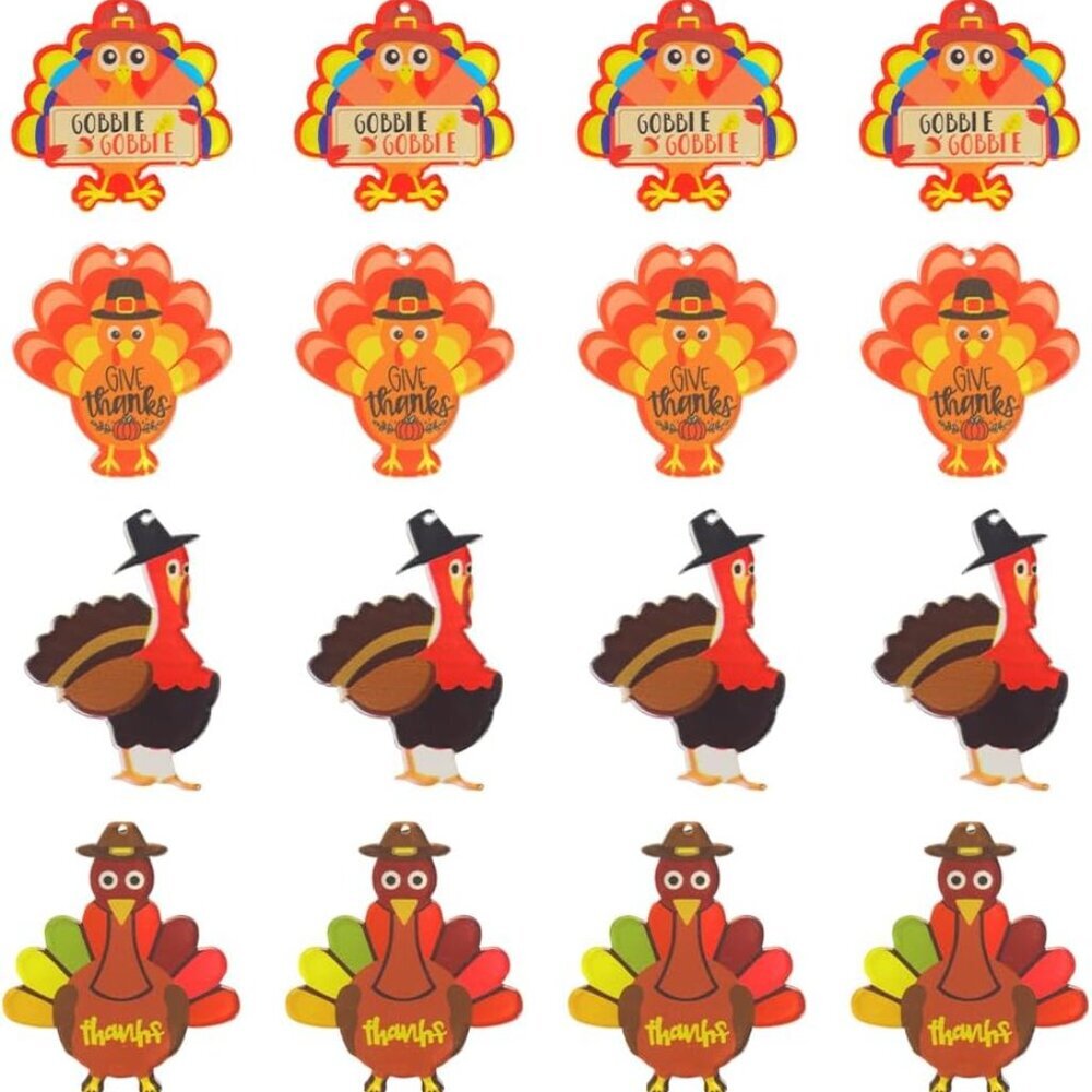 1 Box 16Pcs 4 Styles Thanksgiving Turkey Charms Fall Pumpkin Charm Bulk Pumpkin